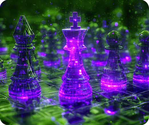 Chess pieces layered over data to show how retail data can be a strategic asset to emerging brands and CPG companies.