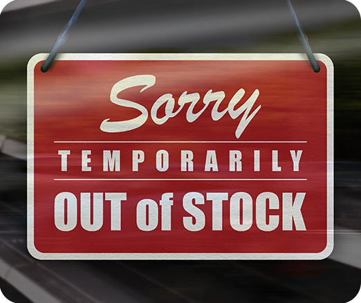 Temporarily out of stock hanging sign.