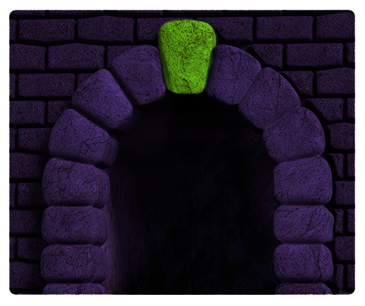 A purple stone doorway with a green keystone to represent daily retail data as a key for CPG strategic decision-making.